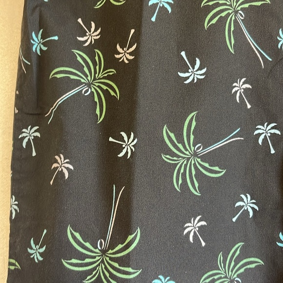 NWT original deluxe men/sz S button up pocket/blk/grn/turq/tan palm tree print - Picture 2 of 8
